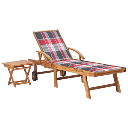 Espreguiçadeira com mesa e almofadão madeira de teca maciça