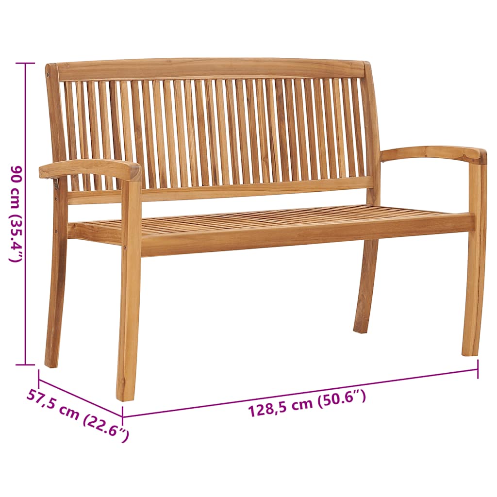 Banco de jardim empilhável c/ almofadão 128,5 cm teca maciça