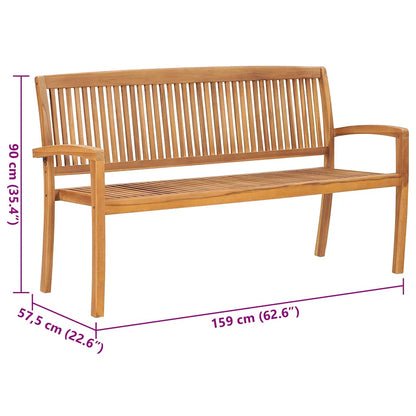 Banco de jardim empilhável c/ almofadão 159 cm teca maciça