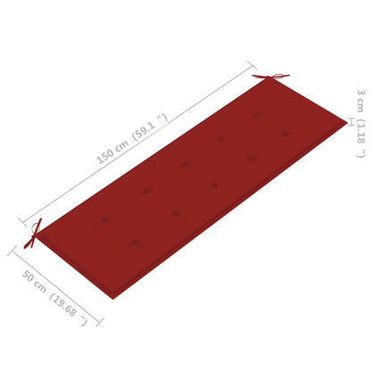 Banco de jardim empilhável c/ almofadão 159 cm teca maciça