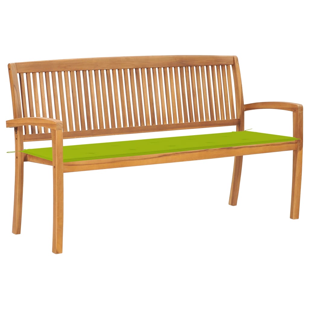 Banco de jardim empilhável c/ almofadão 159 cm teca maciça