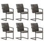 Cadeiras de jantar cantilever 6 pcs couro genuíno cinzento