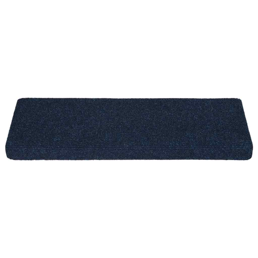 Tapetes de escada autoadesivos 15 peças 65x21x4 cm azul marinho com borda retangular