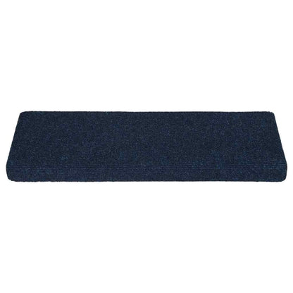 Tapetes de escada autoadesivos 15 peças 65x21x4 cm azul marinho com borda retangular