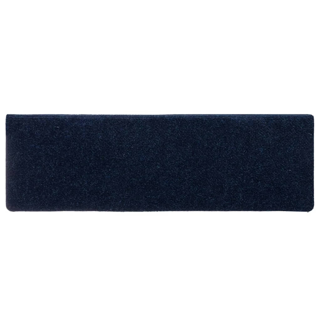 Tapetes de escada autoadesivos 15 peças 65x21x4 cm azul marinho com borda retangular
