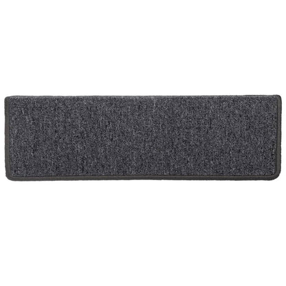 Tapetes de escada 15 peças 65x21x4 cm cinza escuro com borda retangular