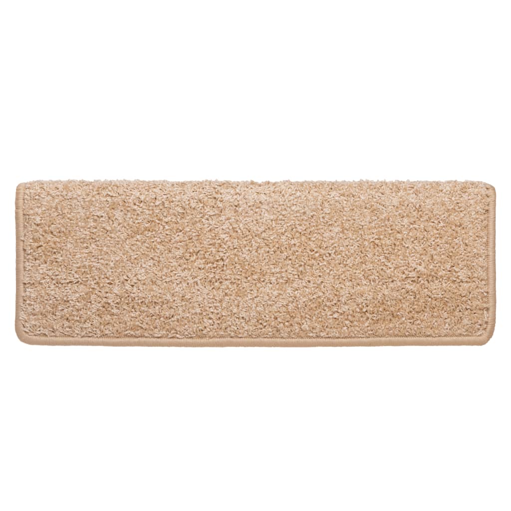 Tapetes de escada 15 peças 65x21x4 cm dourados com borda retangular