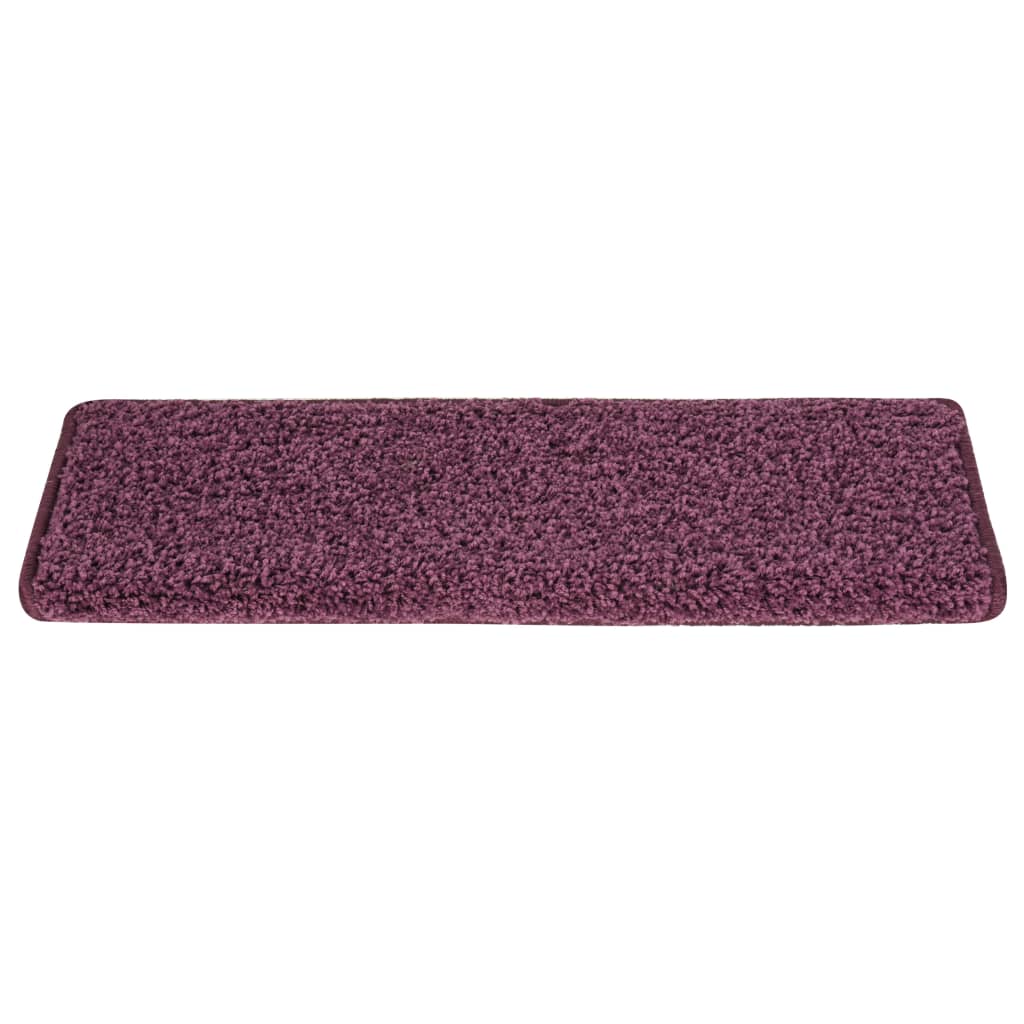 Tapetes de escada 15 peças 65x21x4 cm roxo escuro com borda retangular