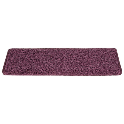 Tapetes de escada 15 peças 65x21x4 cm roxo escuro com borda retangular
