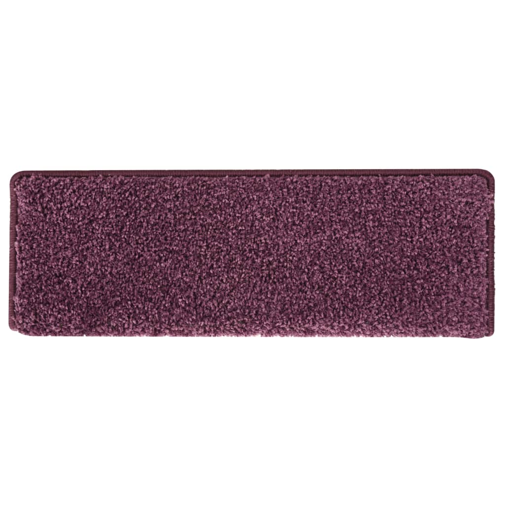 Tapetes de escada 15 peças 65x21x4 cm roxo escuro com borda retangular
