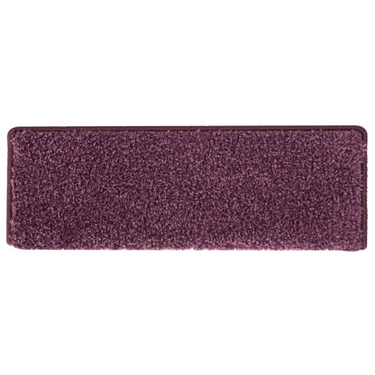 Tapetes de escada 15 peças 65x21x4 cm roxo escuro com borda retangular