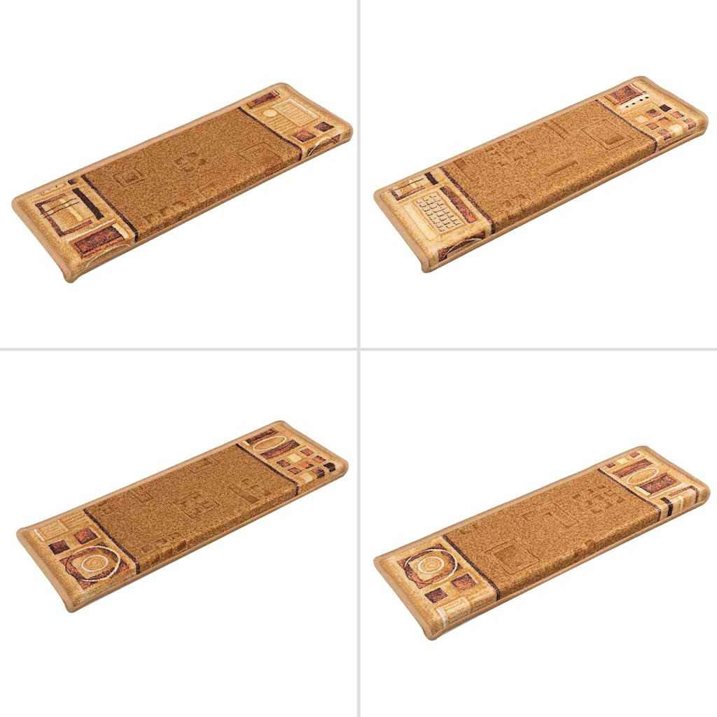 Tapetes de escada autoadesivos 15 pcs 65x21x4 cm bege