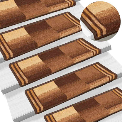 Tapetes de escada autoadesivos 15 pcs 65x21x4 cm castanho