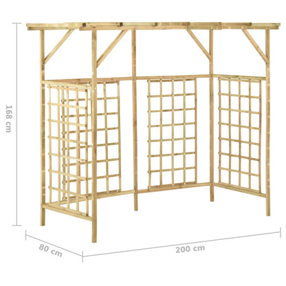 Pérgola jardim p/ caixotes triplos madeira de pinho impregnada