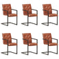 Cadeiras de jantar cantilever 6 pcs couro genuíno castanho