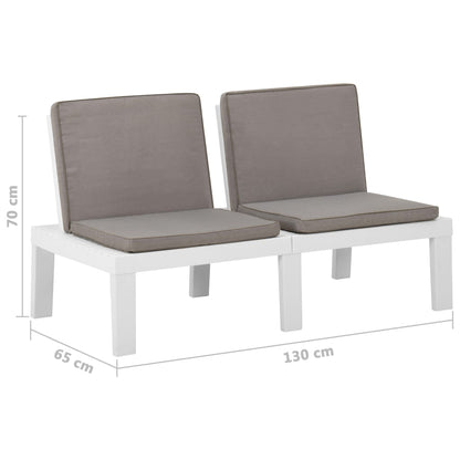 Bancos de jardim com almofadões 2 pcs plástico branco
