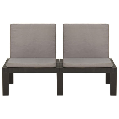 Bancos de jardim com almofadões 2 pcs plástico cinzento