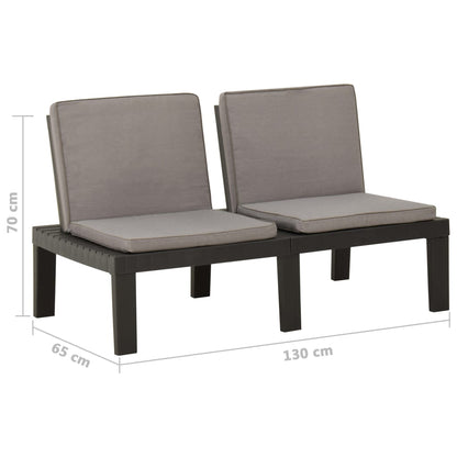 Bancos de jardim com almofadões 2 pcs plástico cinzento