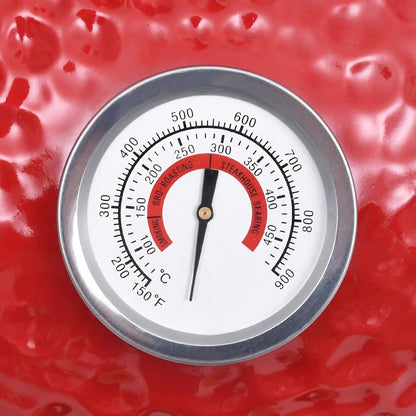 Churrasqueira/defumador Kamado 2-em-1 cerâmica 56 cm vermelho