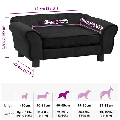 Sofá para cães 72x45x30 cm pelúcia preto