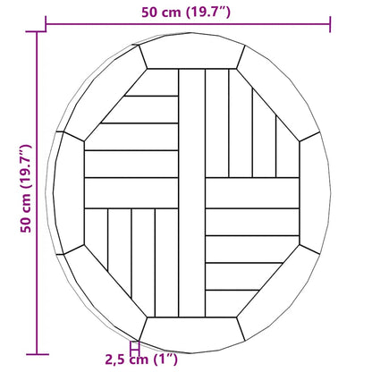 Tampo de mesa redondo 2,5 cm 50 cm madeira de teca maciça