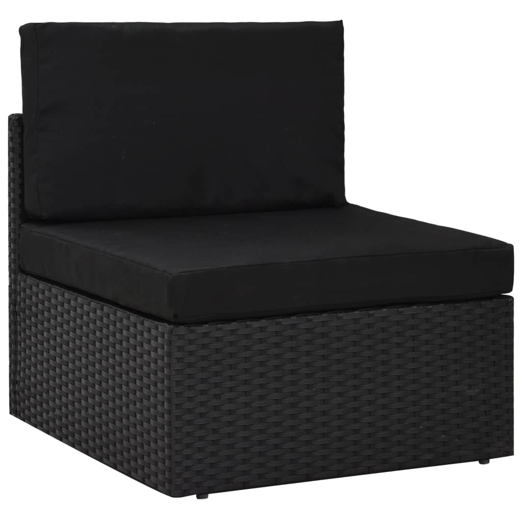 9 pcs conjunto lounge de jardim c/ almofadões vime PE preto