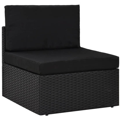 9 pcs conjunto lounge de jardim c/ almofadões vime PE preto