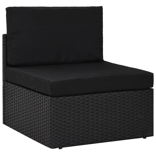 9 pcs conjunto lounge de jardim c/ almofadões vime PE preto