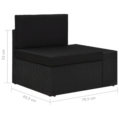 9 pcs conjunto lounge de jardim c/ almofadões vime PE preto