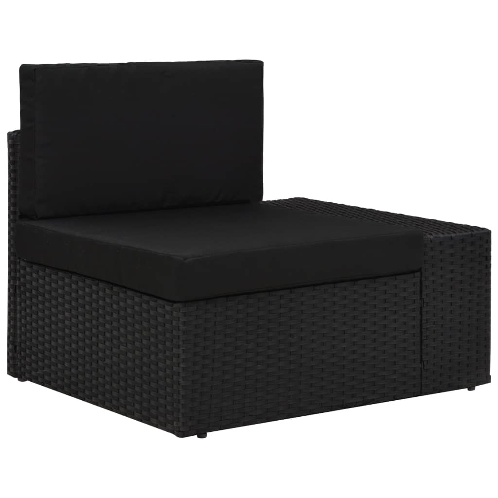 9 pcs conjunto lounge de jardim c/ almofadões vime PE preto