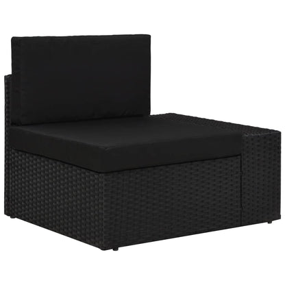 9 pcs conjunto lounge de jardim c/ almofadões vime PE preto