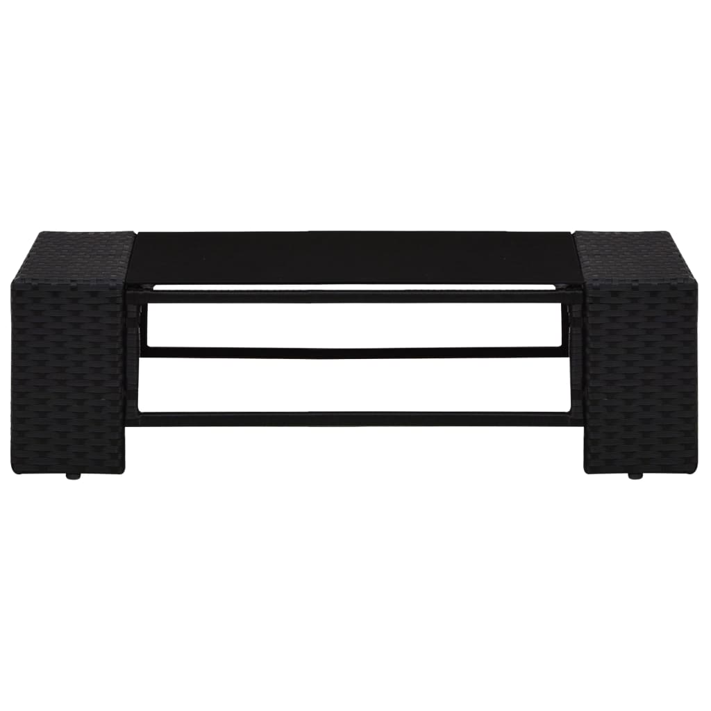 9 pcs conjunto lounge de jardim c/ almofadões vime PE preto