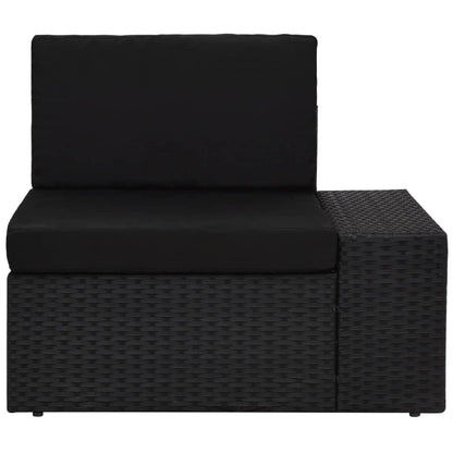 5 pcs conjunto lounge de jardim c/ almofadões vime PE preto