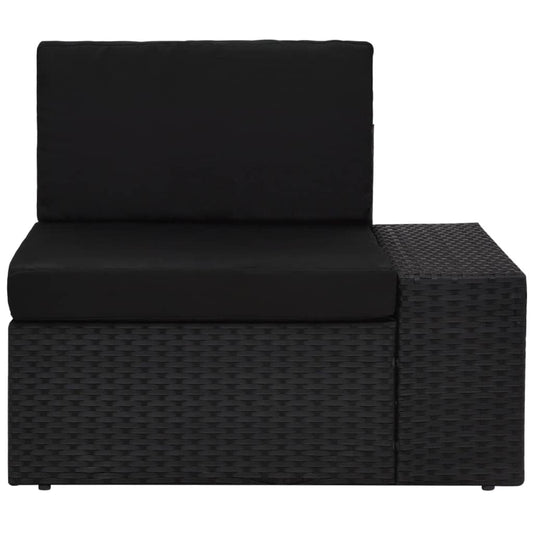5 pcs conjunto lounge de jardim c/ almofadões vime PE preto