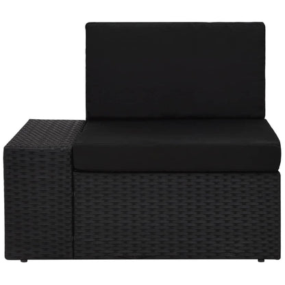 5 pcs conjunto lounge de jardim c/ almofadões vime PE preto