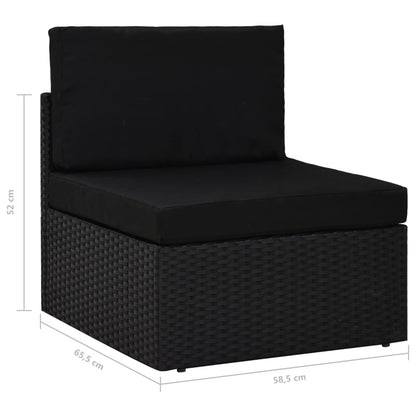 5 pcs conjunto lounge de jardim c/ almofadões vime PE preto