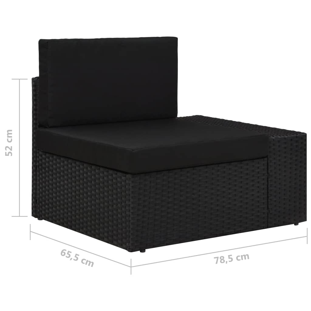 5 pcs conjunto lounge de jardim c/ almofadões vime PE preto
