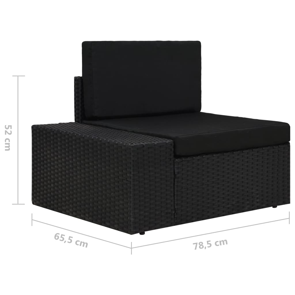 5 pcs conjunto lounge de jardim c/ almofadões vime PE preto