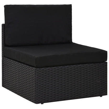 6 pcs conjunto lounge de jardim c/ almofadões vime PE preto