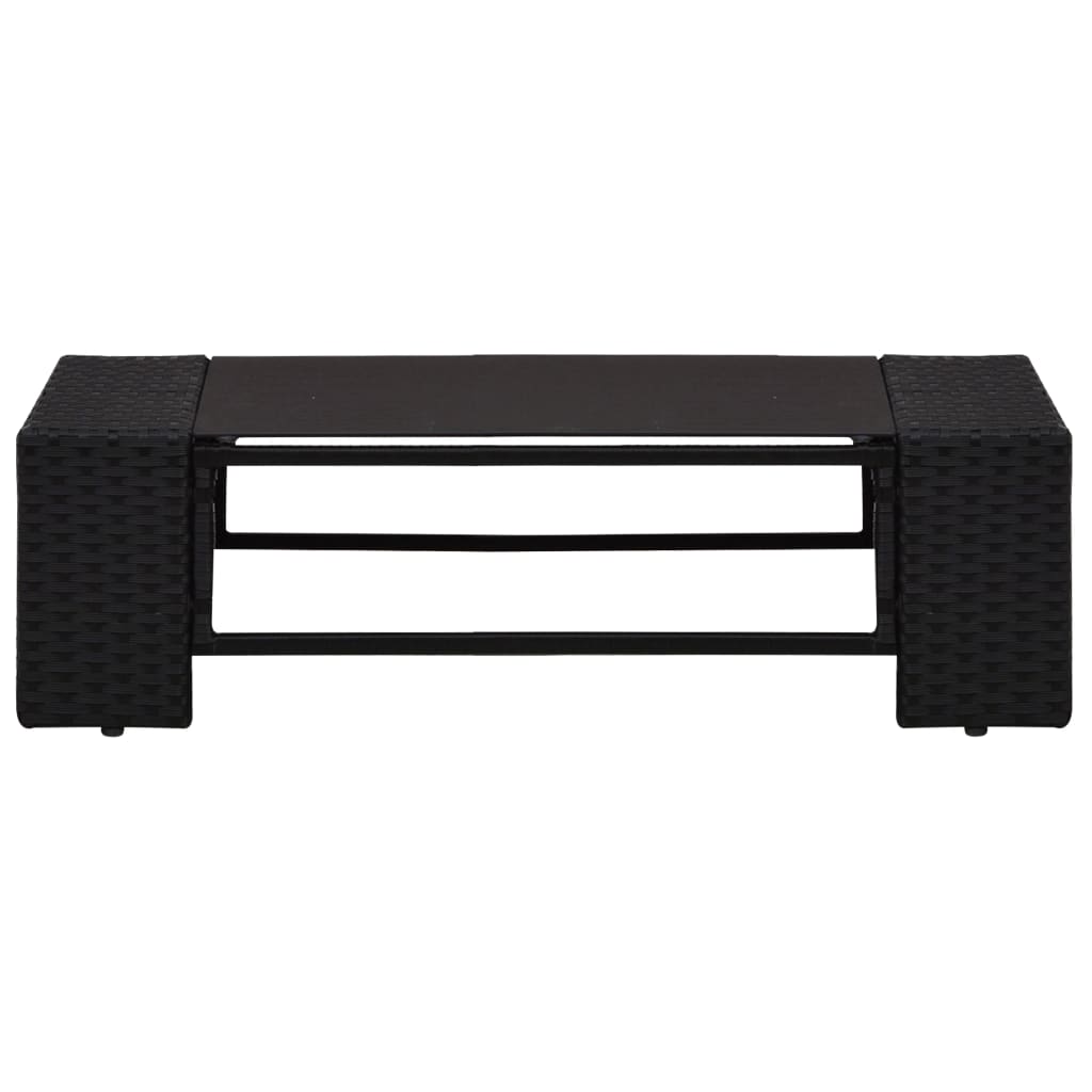 6 pcs conjunto lounge de jardim c/ almofadões vime PE preto