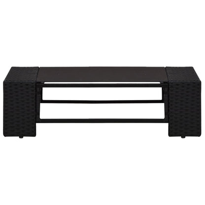 6 pcs conjunto lounge de jardim c/ almofadões vime PE preto