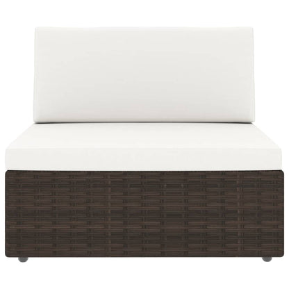 6 pcs conjunto lounge p/ jardim c/ almofadões vime PE castanho