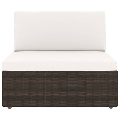 5 pcs conjunto lounge p/ jardim c/ almofadões vime PE castanho