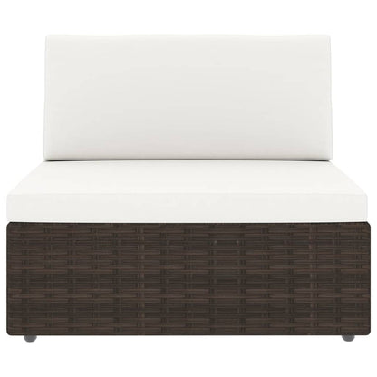 11 pcs conjunto lounge p/ jardim c/ almofadões vime PE castanho