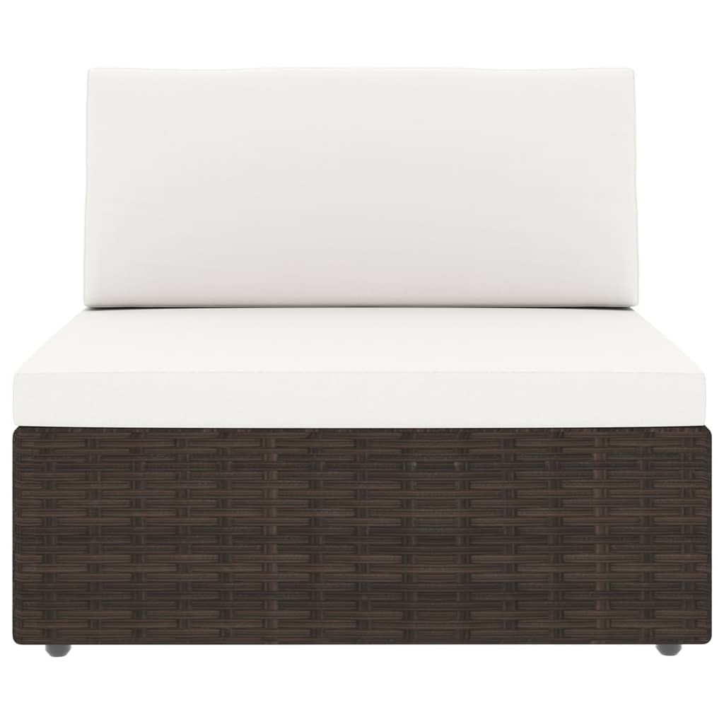 14 pcs conjunto lounge p/ jardim c/ almofadões vime PE castanho