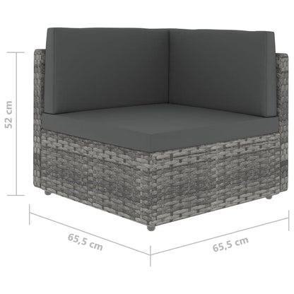 4 pcs conjunto lounge de jardim c/ almofadões vime PE cinzento