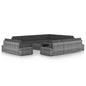 12 pcs conjunto lounge de jardim c/ almofadões vime PE cinzento