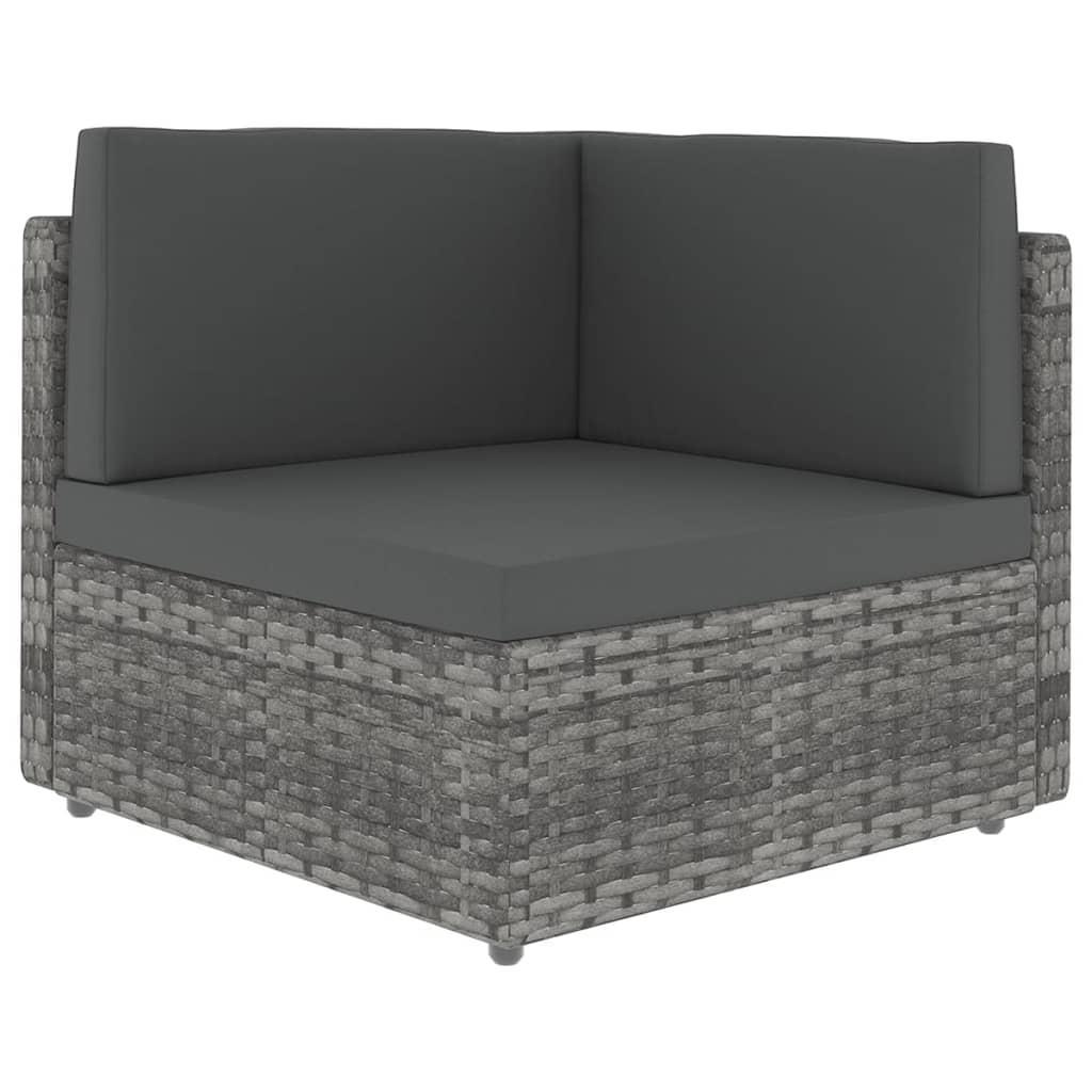 11 pcs conjunto lounge de jardim c/ almofadões vime PE cinzento