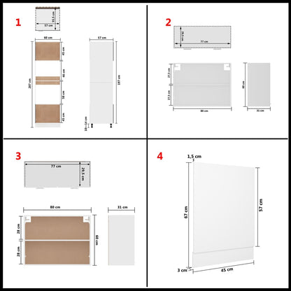 Conjunto armários de cozinha derivados de madeira Lyon branco, 7 pcs