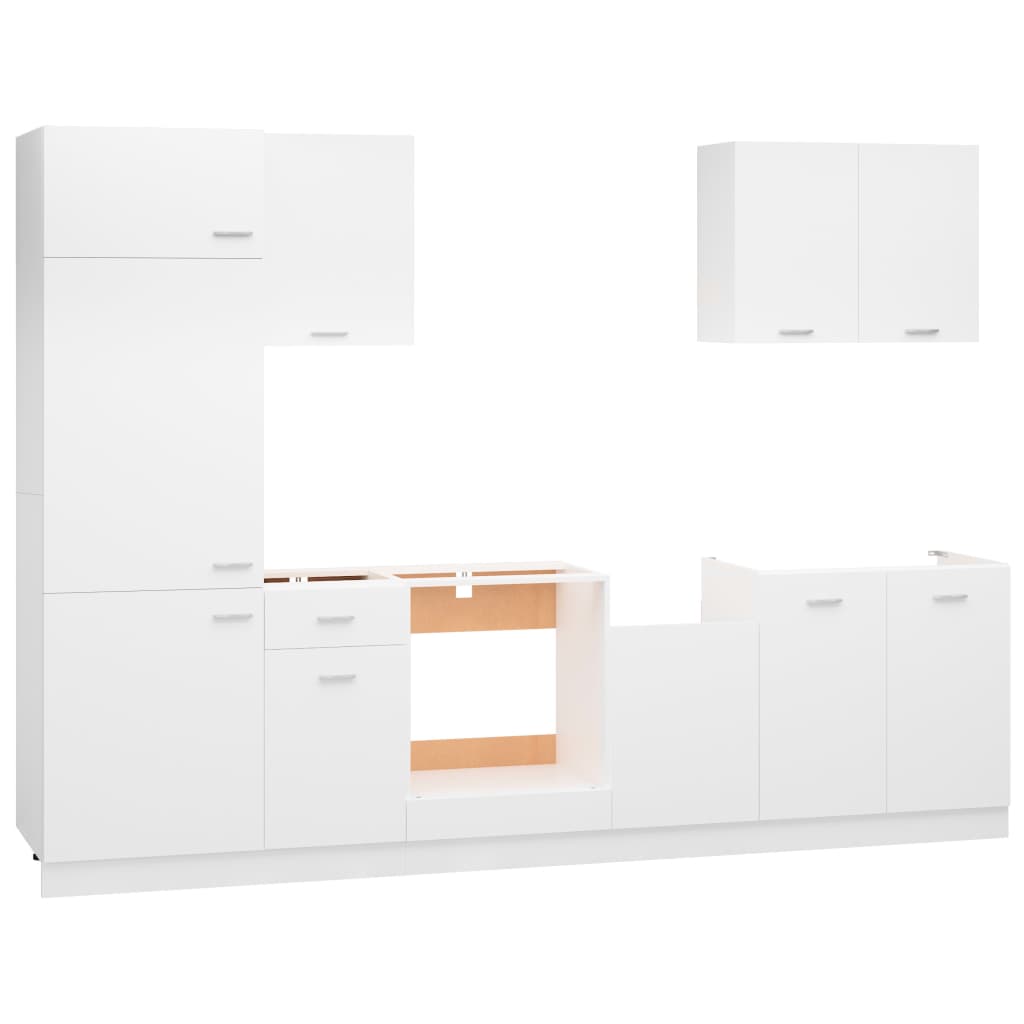 Conjunto armários de cozinha derivados de madeira Lyon branco, 7 pcs